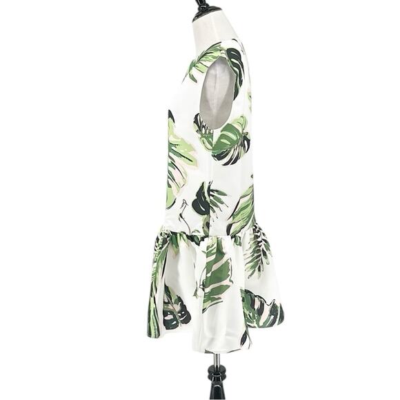 Leo Lin Petra Floral Botanica Print Mini Dress White Green Size US 8 - Picture 7 of 11